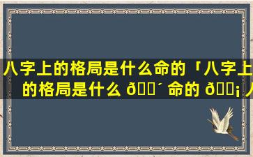 八字上的格局是什么命的「八字上的格局是什么 🌴 命的 🐡 人」